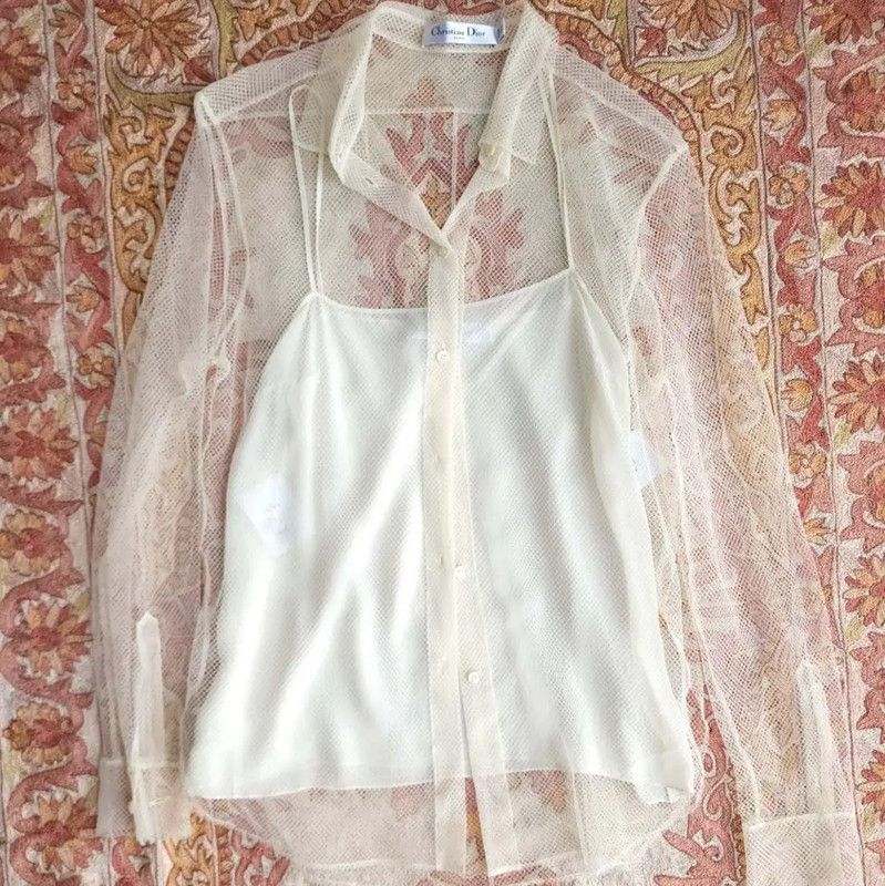 Dior Dior Sheer White Long Sleeve Cropped Shirt 0089 Size XS / US 0-2 / IT 36-38 - 7 Thumbnail