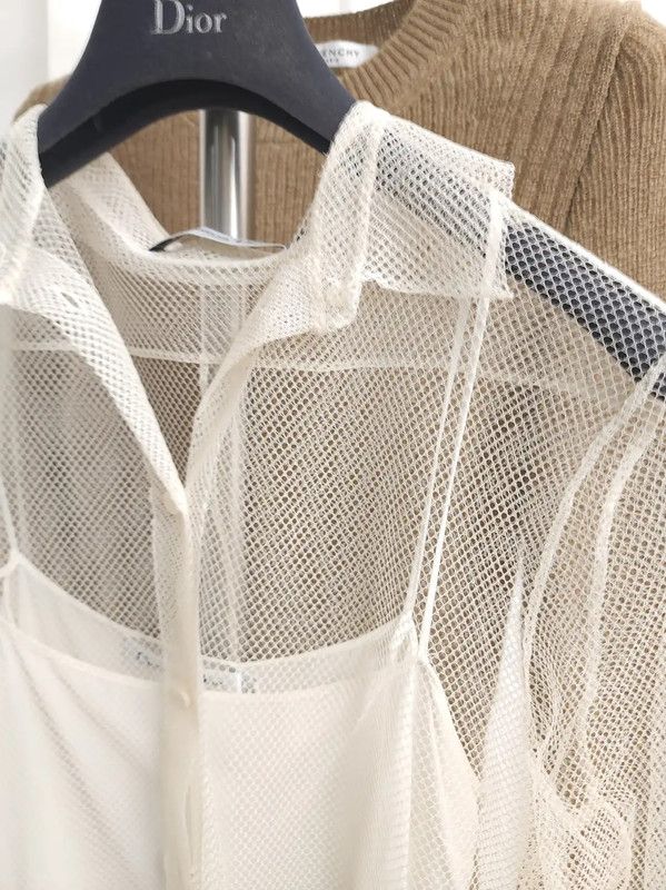 Dior Dior Sheer White Long Sleeve Cropped Shirt 0089 Size XS / US 0-2 / IT 36-38 - 3 Thumbnail