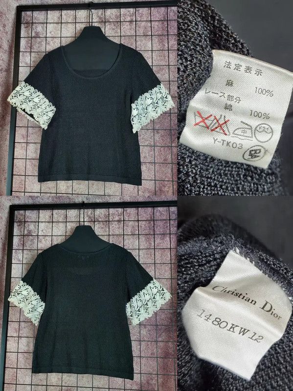 Dior Dior Summer Black Lace Short Sleeve Top 0089 Size L / US 10 / IT 46 - 2 Thumbnail