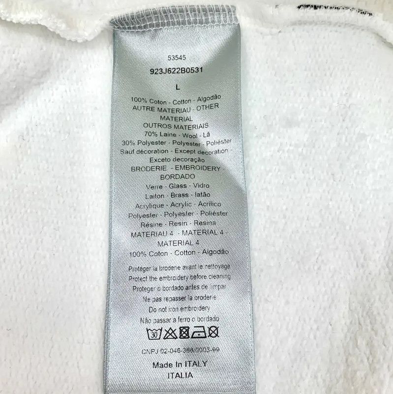 Dior Dior Women's White Cotton Sweatshirt with Bee 0089 Size L / US 10 / IT 46 - 7 Thumbnail