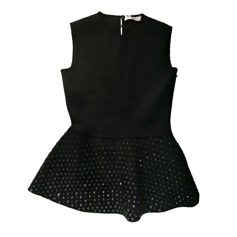 Dior Dior Women's Black Wool Short Sleeve Top 0089 Size S / US 4 / IT 40 - 4 Thumbnail