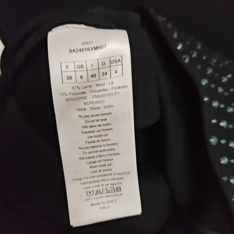 Dior Dior Women's Black Wool Short Sleeve Top 0089 Size S / US 4 / IT 40 - 7 Thumbnail