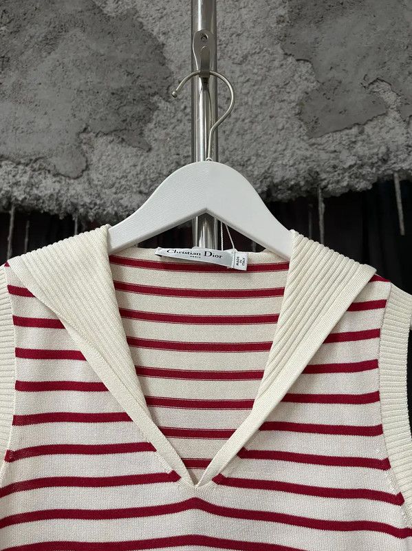 Dior Dior Striped Summer Sleeveless Top for Women 0089 Size ONE SIZE - 4 Thumbnail