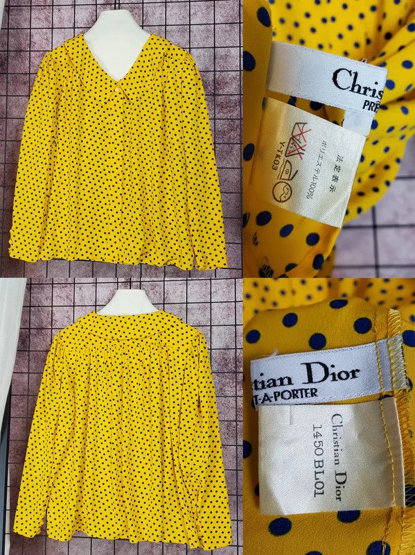 Dior Dior Yellow Polka Dot Long Sleeve Shirt 0089 Size M / US 6-8 / IT 42-44 - 3 Thumbnail