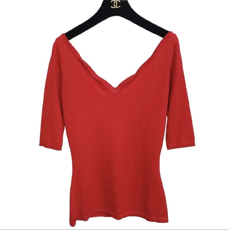 Dior Dior Red Wool Long Sleeve Top for Women 0089 Size XS / US 0-2 / IT 36-38 - 7 Thumbnail