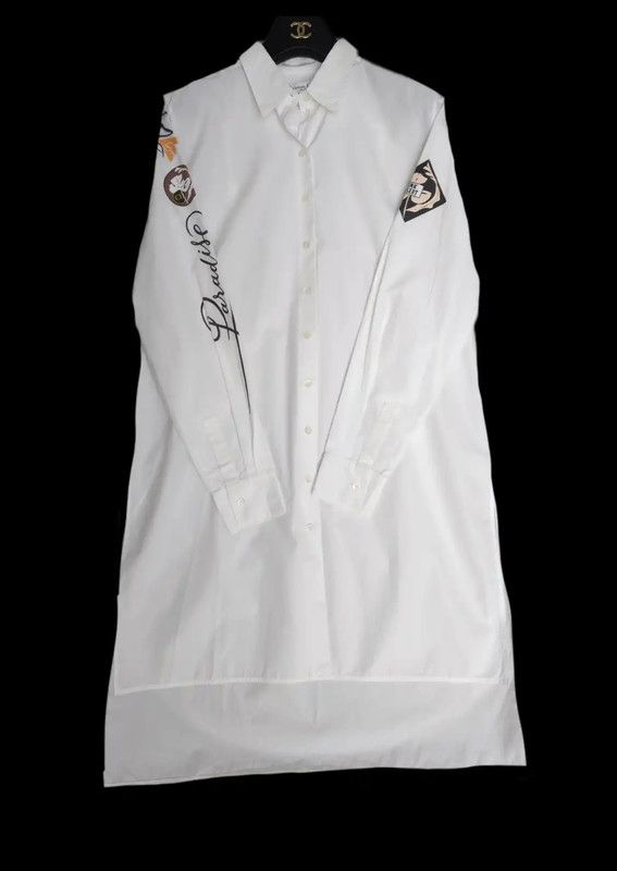 Dior Dior White Cotton Long Sleeve Dress 0089 Size S / US 4 / IT 40 - 2 Thumbnail