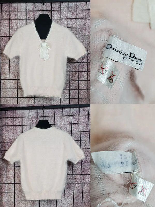 Dior Dior Light Pink Wool Blend Short Sleeve Top 0089 Size M / US 6-8 / IT 42-44 - 2 Thumbnail