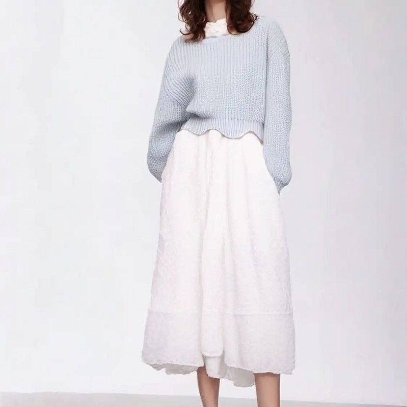 Dior Dior Light Blue Wool Cropped Sweater for Women 0089 Size S / US 4 / IT 40 - 2 Thumbnail