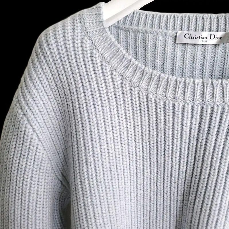 Dior Dior Light Blue Wool Cropped Sweater for Women 0089 Size S / US 4 / IT 40 - 4 Thumbnail