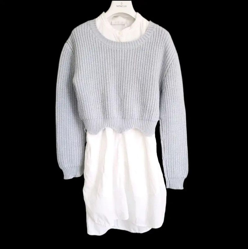 Dior Dior Light Blue Wool Cropped Sweater for Women 0089 Size S / US 4 / IT 40 - 3 Thumbnail