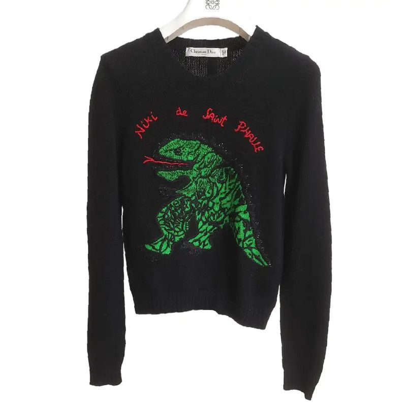 Dior Dior Black Cashmere Sweater with Embroidery 0089 Size S / US 4 / IT 40 - 2 Thumbnail