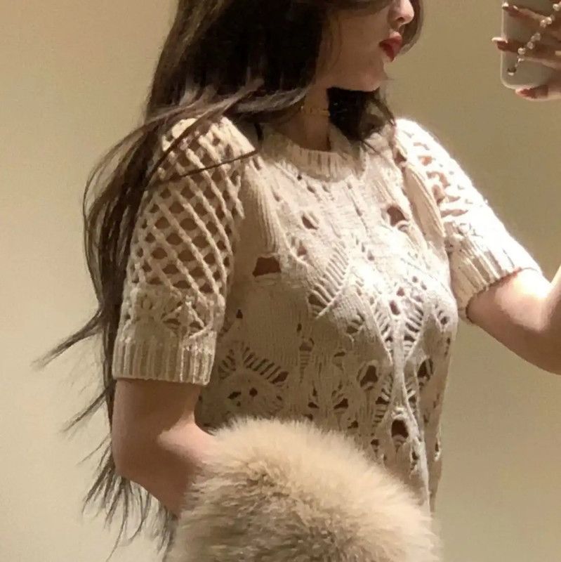 Dior Dior Cream Lace Short Sleeve Pullover Sweater 0089 Size XS / US 0-2 / IT 36-38 - 4 Thumbnail