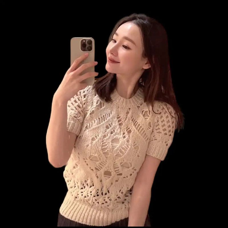 Dior Dior Cream Lace Short Sleeve Pullover Sweater 0089 Size XS / US 0-2 / IT 36-38 - 2 Thumbnail