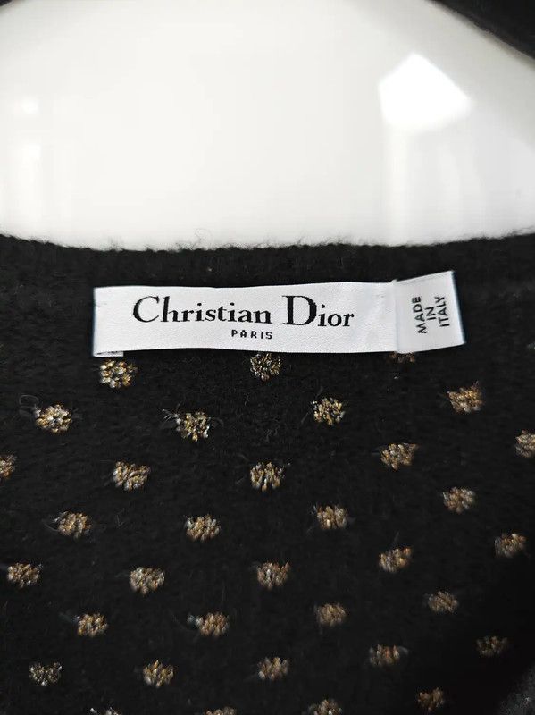 Dior Dior Black Wool Polka Dot Long Sleeve Sweater 0089 Size ONE SIZE - 4 Thumbnail
