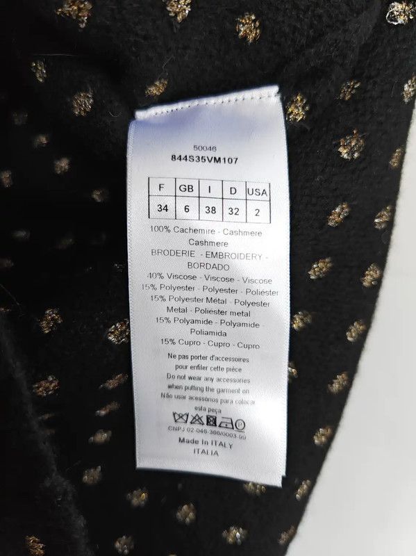 Dior Dior Black Wool Polka Dot Long Sleeve Sweater 0089 Size ONE SIZE - 7 Thumbnail