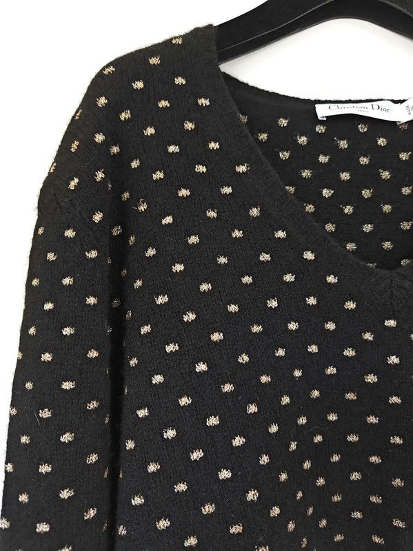 Dior Dior Black Wool Polka Dot Long Sleeve Sweater 0089 Size ONE SIZE - 3 Thumbnail