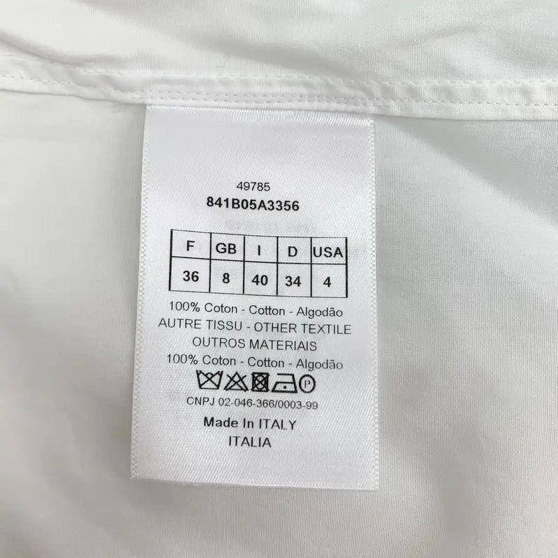 Dior Dior White Cotton Women's Shirt 0089 Size XS / US 0-2 / IT 36-38 - 7 Thumbnail