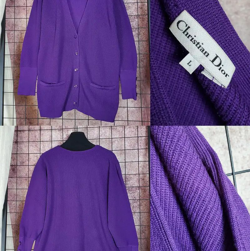 Dior Dior Purple Long Sleeve Cardigan for Women 0089 Size L / US 10 / IT 46 - 3 Thumbnail