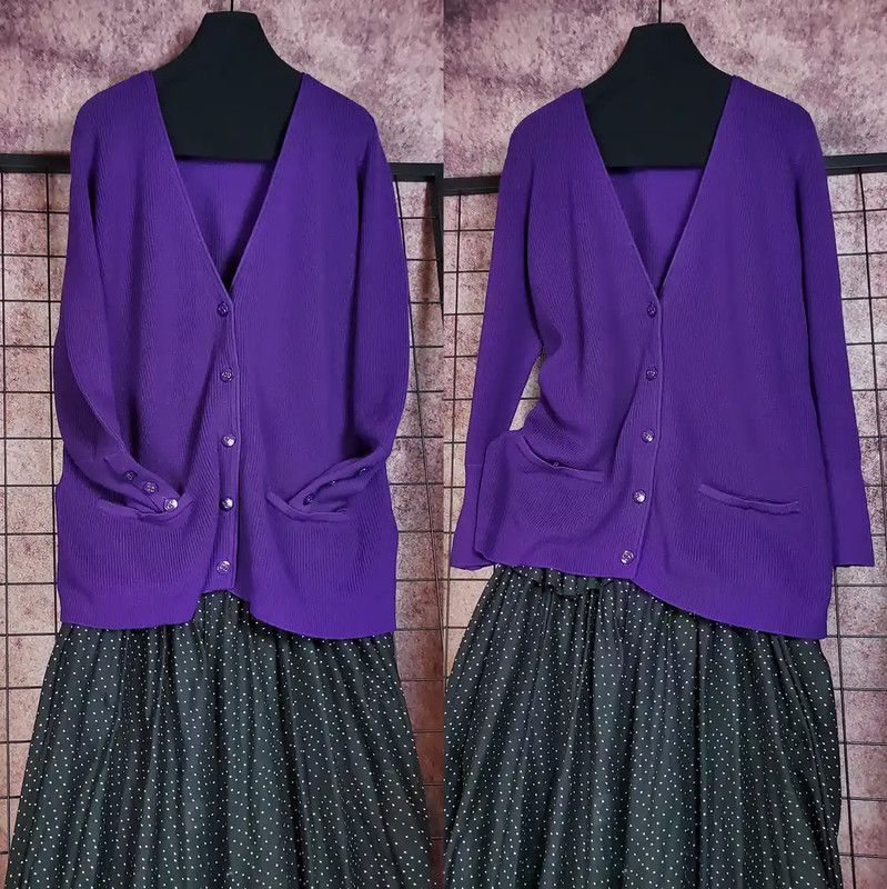 Dior Dior Purple Long Sleeve Cardigan for Women 0089 Size L / US 10 / IT 46 - 2 Thumbnail