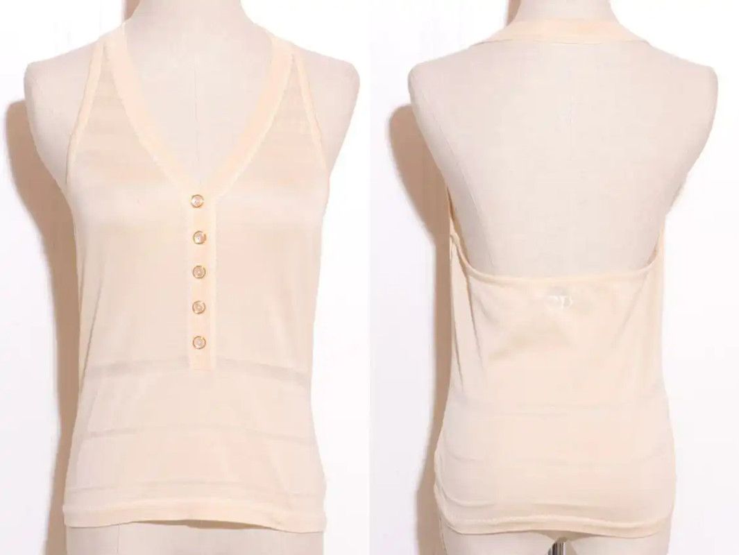 Dior Dior Summer Beige Cotton Embroidered Tank Top 0089 Size M / US 6-8 / IT 42-44 - 4 Thumbnail