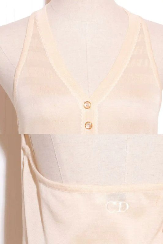 Dior Dior Summer Beige Cotton Embroidered Tank Top 0089 Size M / US 6-8 / IT 42-44 - 5 Thumbnail