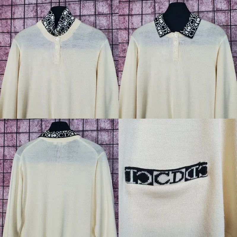 Dior Dior Beige Wool Long Sleeve Sweater 0089 Size L / US 10 / IT 46 - 4 Thumbnail