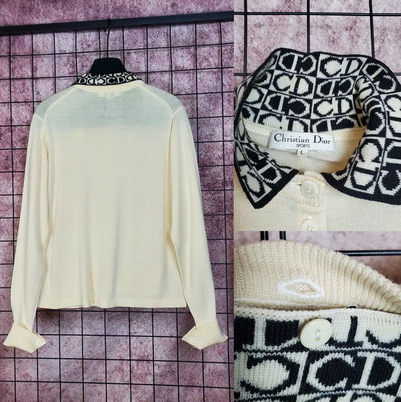 Dior Dior Beige Wool Long Sleeve Sweater 0089 Size L / US 10 / IT 46 - 3 Thumbnail