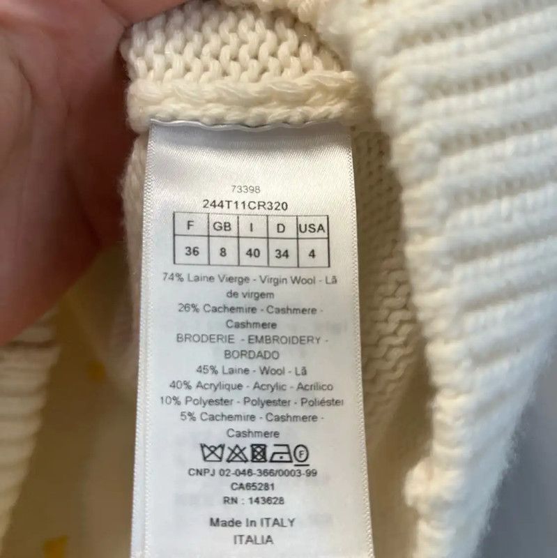 Dior Dior Women's Cream Wool Pullover Sweater 0089 Size M / US 6-8 / IT 42-44 - 5 Thumbnail