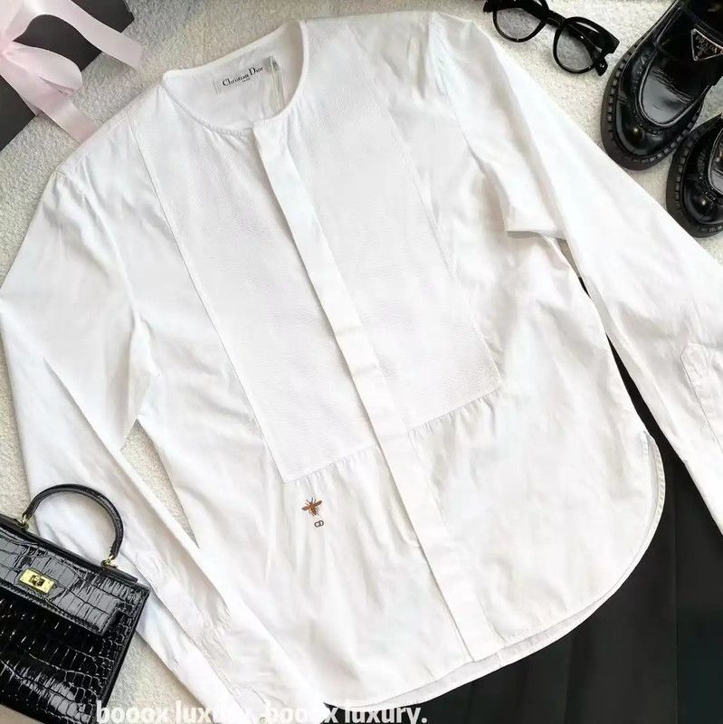Dior Dior White Cotton Women's Shirt 0089 Size ONE SIZE - 4 Thumbnail