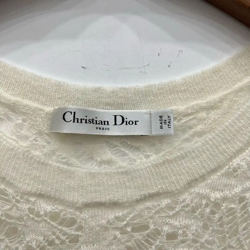 Dior Dior Off-White Sheer Wool Women's T-Shirt 0089 Size ONE SIZE - 4 Thumbnail