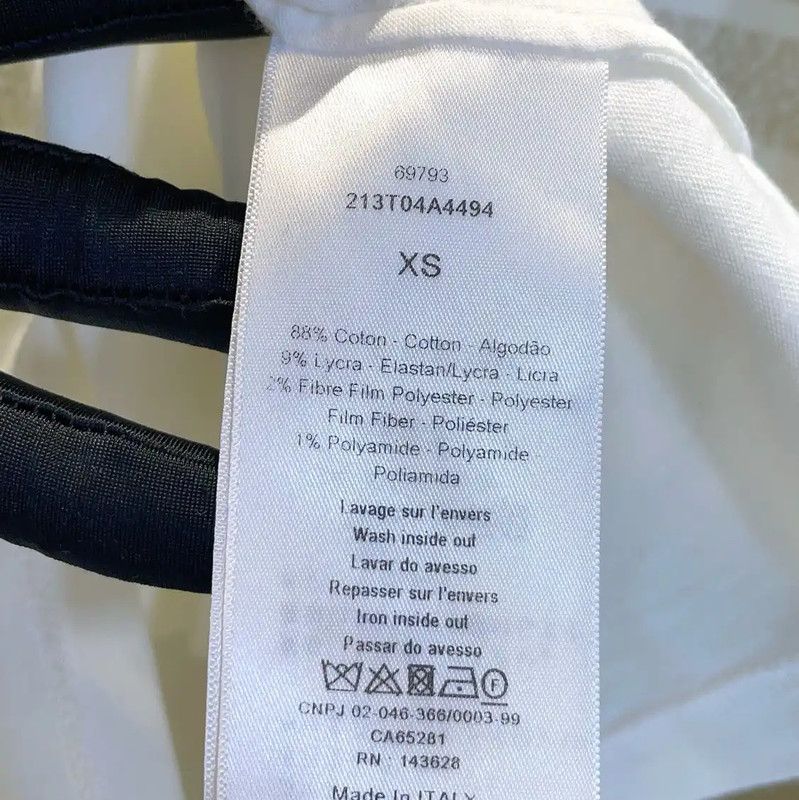 Dior Dior White Cotton Blend Summer T-Shirt 0089 Size XS / US 0-2 / IT 36-38 - 9 Thumbnail