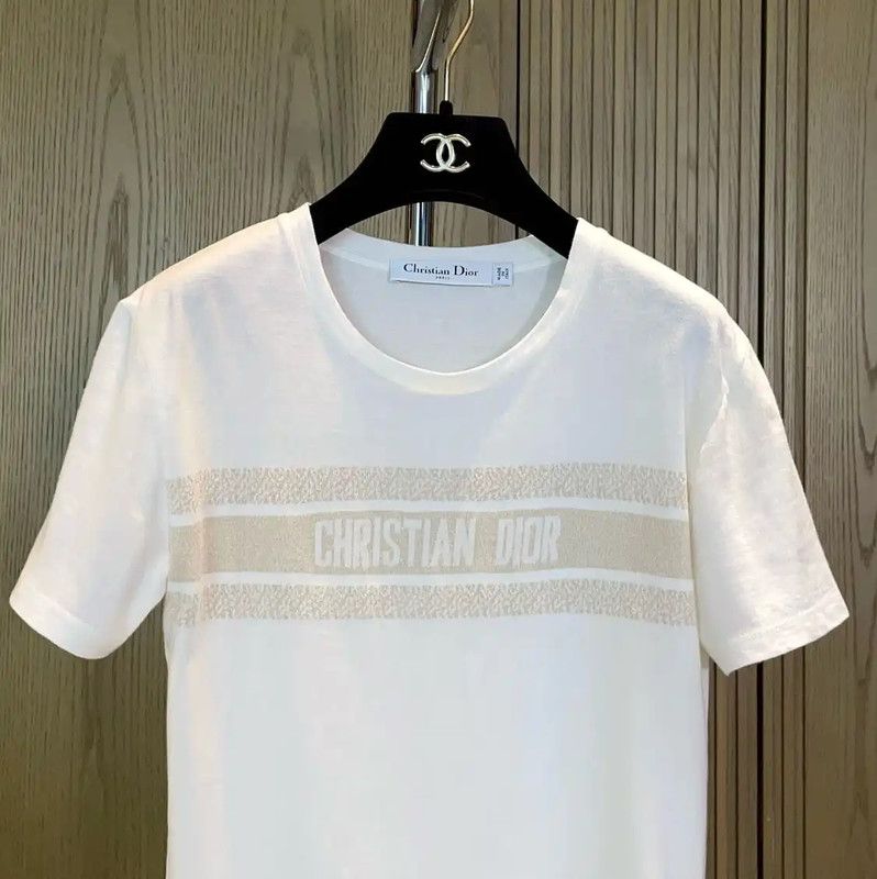 Dior Dior White Cotton Blend Summer T-Shirt 0089 Size XS / US 0-2 / IT 36-38 - 3 Thumbnail