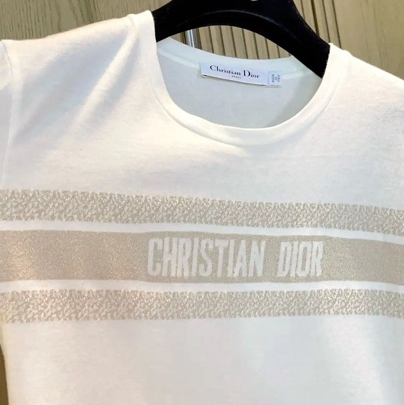 Dior Dior White Cotton Blend Summer T-Shirt 0089 Size XS / US 0-2 / IT 36-38 - 7 Thumbnail