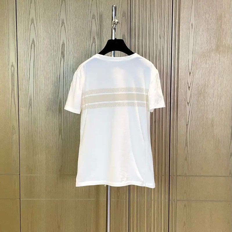 Dior Dior White Cotton Blend Summer T-Shirt 0089 Size XS / US 0-2 / IT 36-38 - 2 Thumbnail