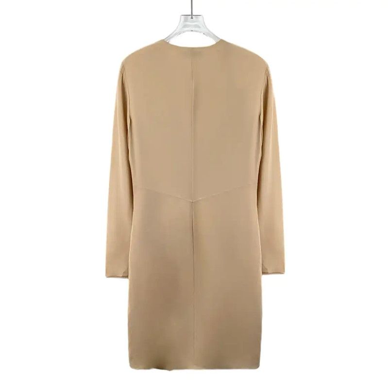 Dior Dior Beige Silk Long Sleeve Dress 0089 Size XS / US 0-2 / IT 36-38 - 2 Thumbnail