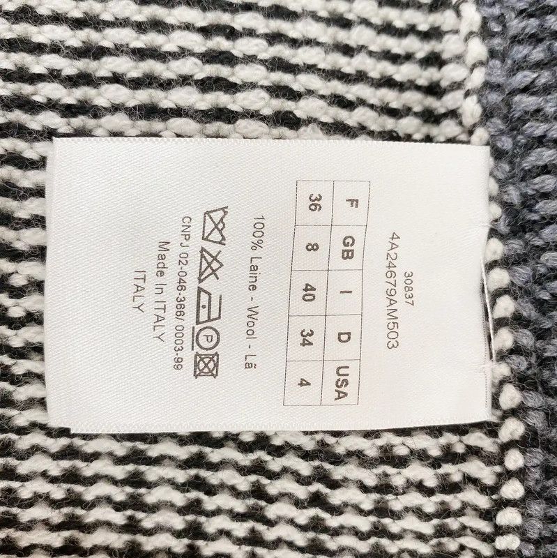 Dior Dior Gray Wool Houndstooth Long Sleeve Dress 0089 Size S / US 4 / IT 40 - 6 Thumbnail