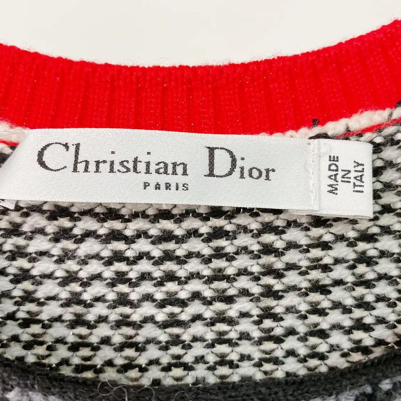 Dior Dior Gray Wool Houndstooth Long Sleeve Dress 0089 Size S / US 4 / IT 40 - 4 Thumbnail