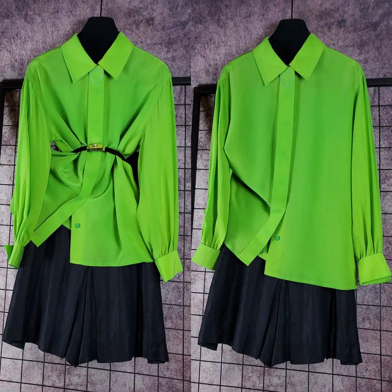 Dior Dior Silk Embroidered Green Long Sleeve Blouse 0089 Size M / US 6-8 / IT 42-44 - 2 Thumbnail