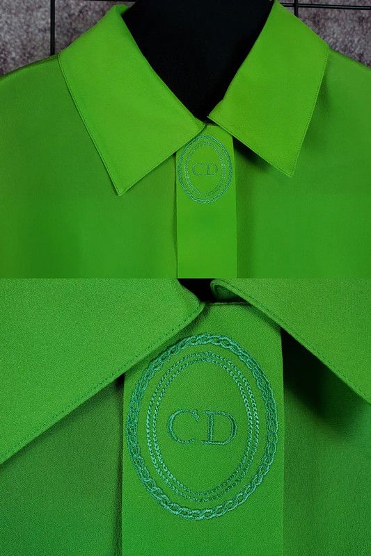 Dior Dior Silk Embroidered Green Long Sleeve Blouse 0089 Size M / US 6-8 / IT 42-44 - 5 Thumbnail