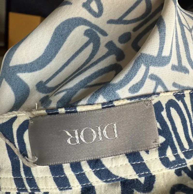 Dior Dior Women's Aqua Blue Logo Print Shirt 0089 Size M / US 6-8 / IT 42-44 - 3 Thumbnail