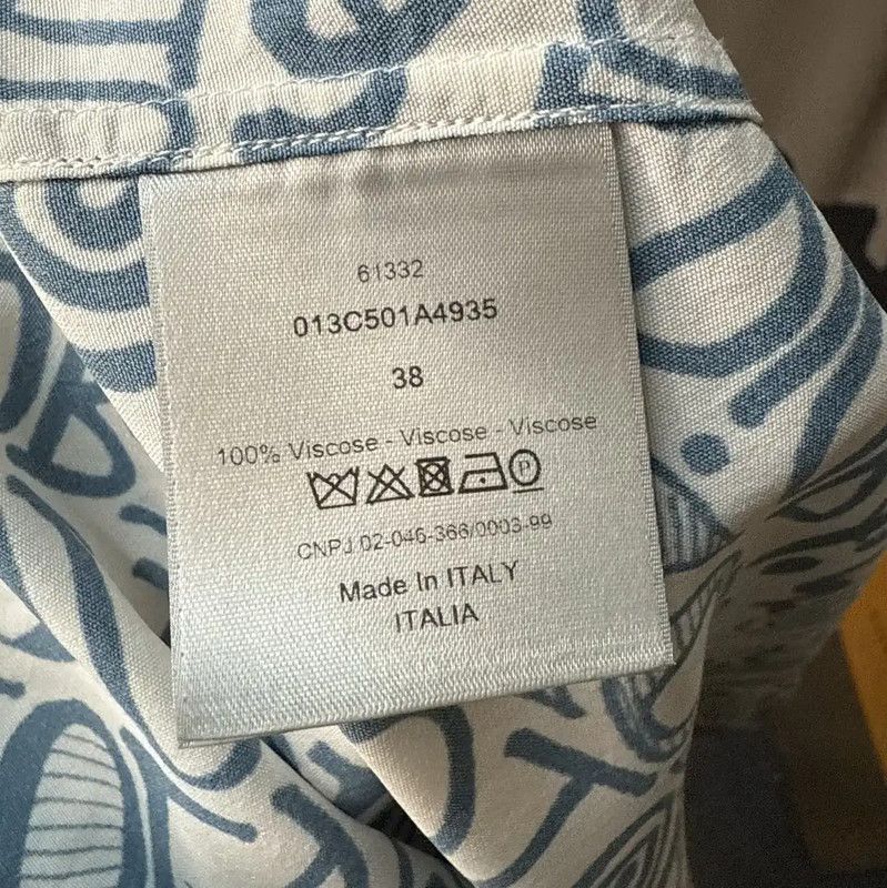 Dior Dior Women's Aqua Blue Logo Print Shirt 0089 Size M / US 6-8 / IT 42-44 - 4 Thumbnail
