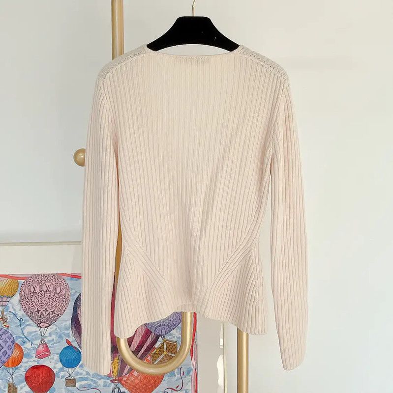 Dior Dior Beige Wool Long Sleeve Sweater 0089 Size XS / US 0-2 / IT 36-38 - 2 Thumbnail