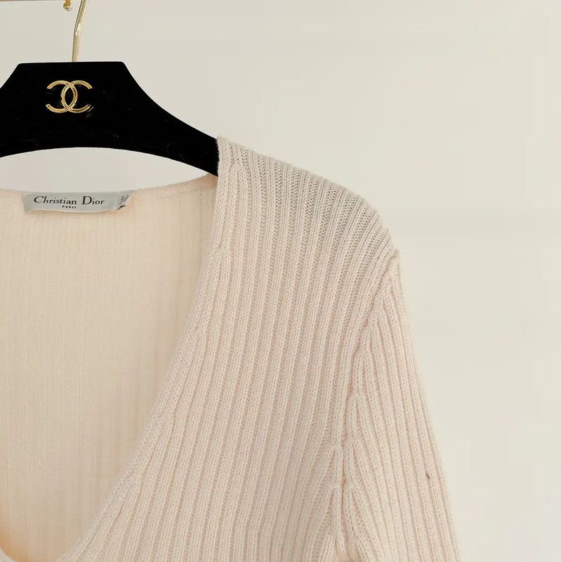 Dior Dior Beige Wool Long Sleeve Sweater 0089 Size XS / US 0-2 / IT 36-38 - 3 Thumbnail