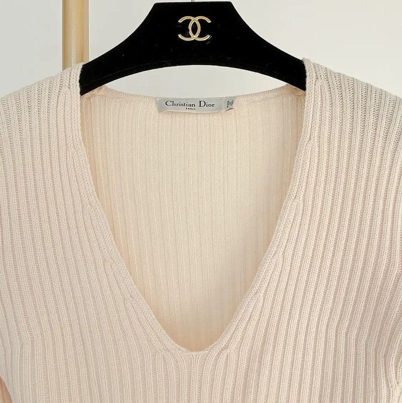 Dior Dior Beige Wool Long Sleeve Sweater 0089 Size XS / US 0-2 / IT 36-38 - 4 Thumbnail