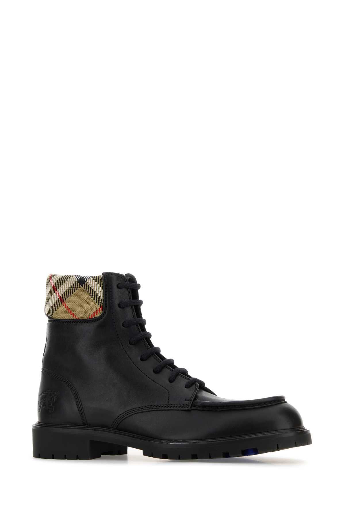 Burberry Black Leather Ankle Boots Size US 10 / EU 43 - 2 Thumbnail
