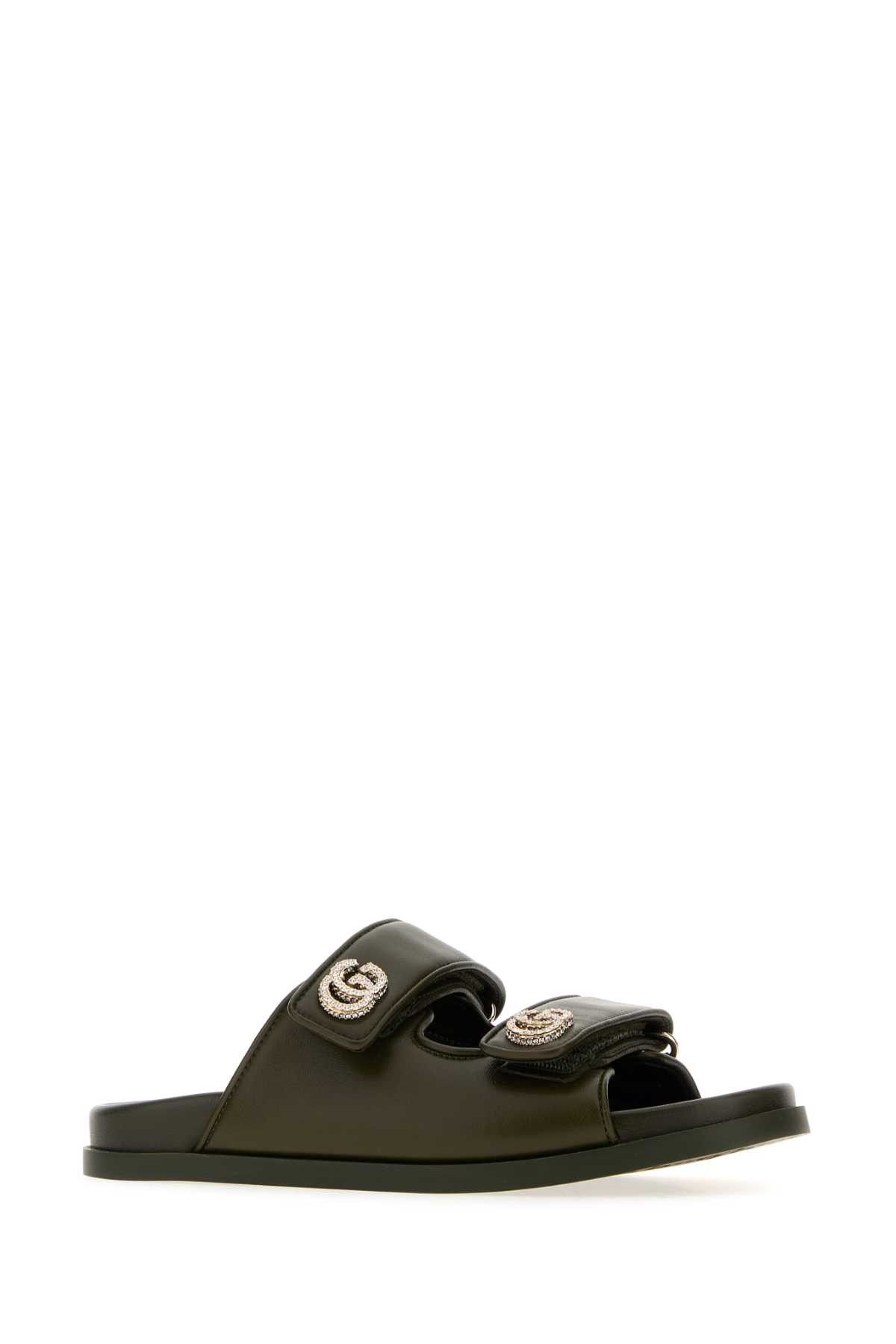 Gucci Olive Green Leather Slippers Size US 6 / IT 36 - 2 Thumbnail