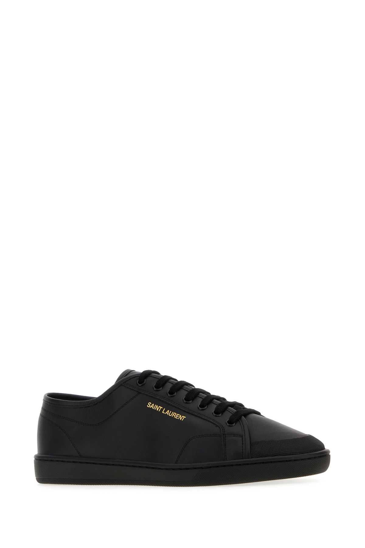 Black Leather Gym Sneakers