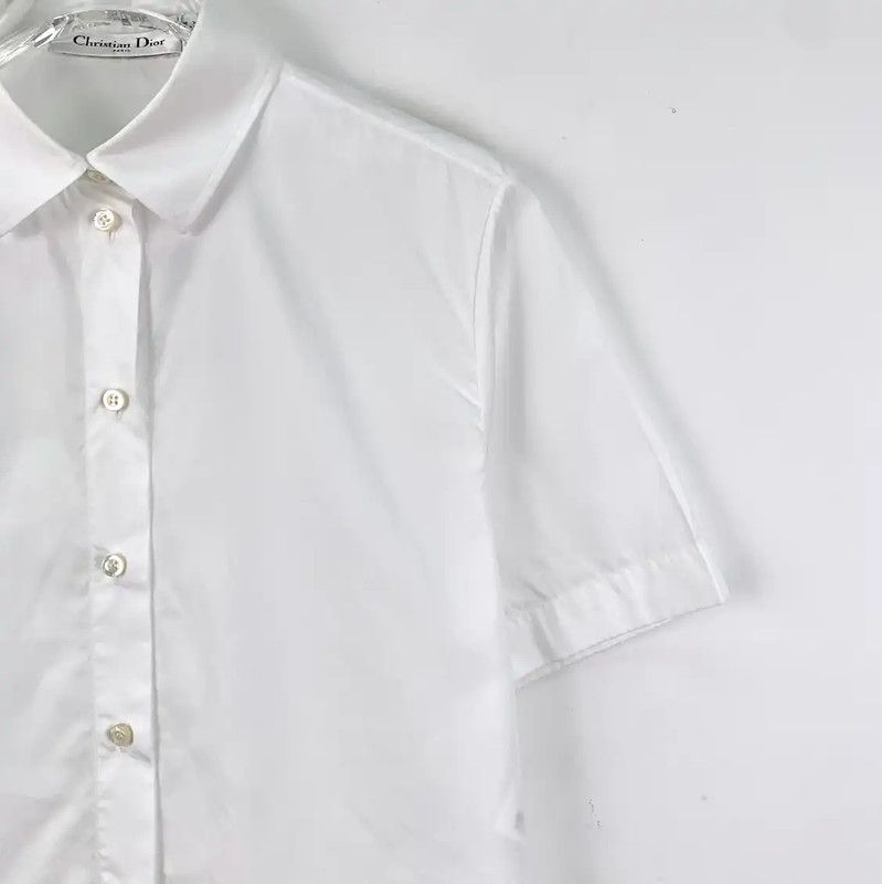 Dior Dior White Cotton Short Sleeve Shirt 0089 Size XS / US 0-2 / IT 36-38 - 3 Thumbnail