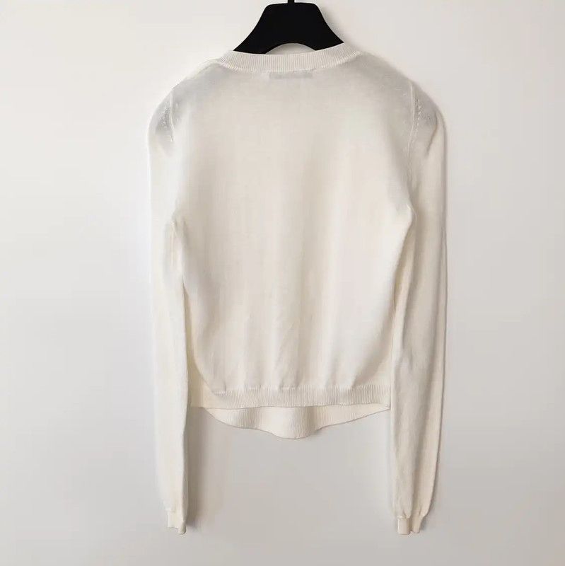 Dior Dior White Cotton Pullover Sweater for Women 0089 Size S / US 4 / IT 40 - 2 Thumbnail