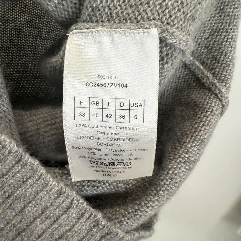 Dior Dior Women's Gray Wool Embroidered Sweater 0089 Size S / US 4 / IT 40 - 6 Thumbnail
